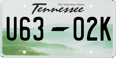 TN license plate U6302K