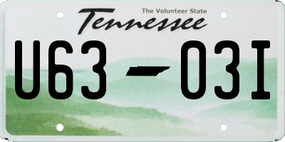 TN license plate U6303I