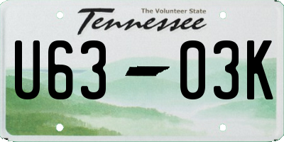 TN license plate U6303K