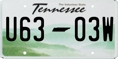 TN license plate U6303W