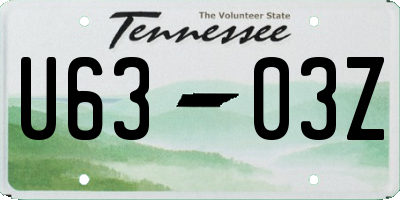 TN license plate U6303Z