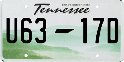TN license plate U6317D