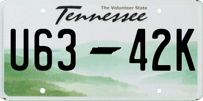 TN license plate U6342K