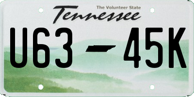 TN license plate U6345K