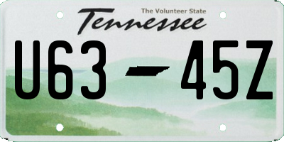 TN license plate U6345Z