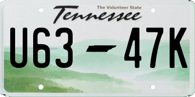 TN license plate U6347K
