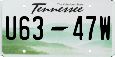 TN license plate U6347W