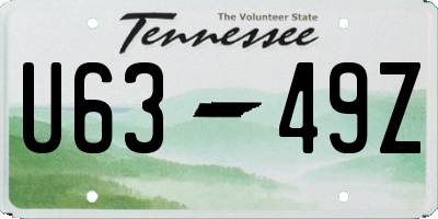 TN license plate U6349Z