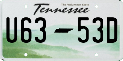 TN license plate U6353D