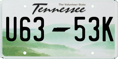 TN license plate U6353K