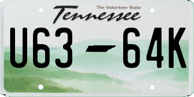 TN license plate U6364K