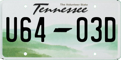 TN license plate U6403D