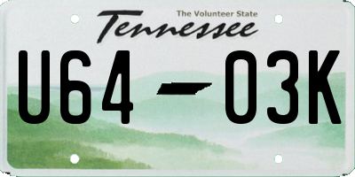 TN license plate U6403K
