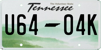 TN license plate U6404K