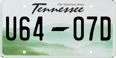 TN license plate U6407D