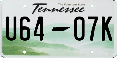 TN license plate U6407K