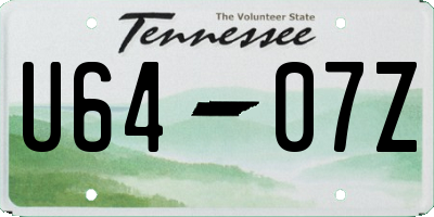 TN license plate U6407Z
