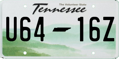 TN license plate U6416Z