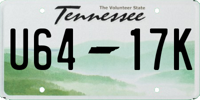 TN license plate U6417K