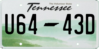 TN license plate U6443D