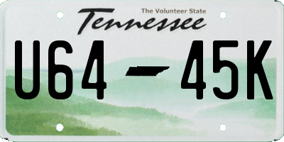 TN license plate U6445K
