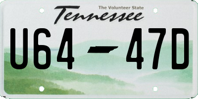TN license plate U6447D