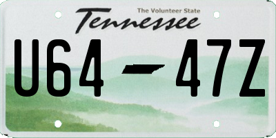TN license plate U6447Z