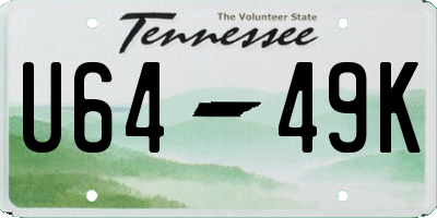 TN license plate U6449K