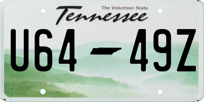 TN license plate U6449Z
