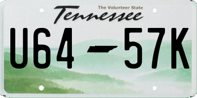 TN license plate U6457K