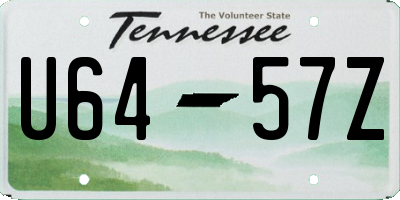 TN license plate U6457Z