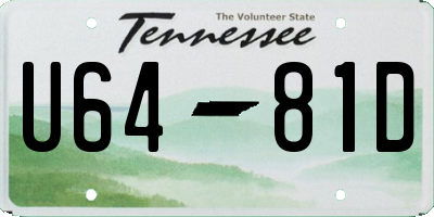 TN license plate U6481D