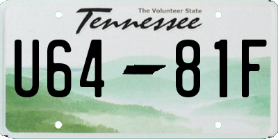 TN license plate U6481F