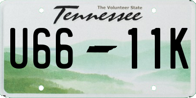 TN license plate U6611K