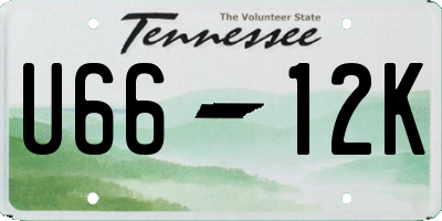 TN license plate U6612K
