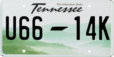 TN license plate U6614K