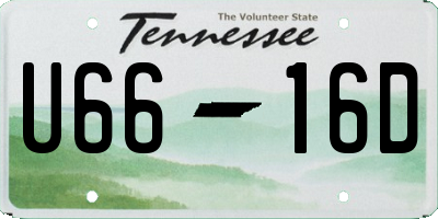 TN license plate U6616D