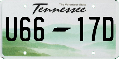 TN license plate U6617D