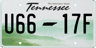 TN license plate U6617F