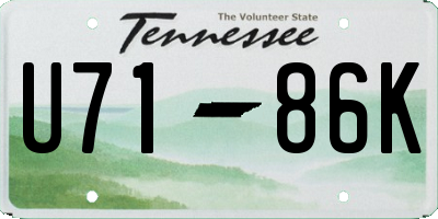 TN license plate U7186K