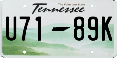 TN license plate U7189K