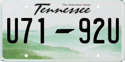TN license plate U7192U