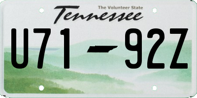 TN license plate U7192Z