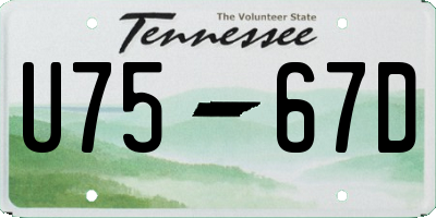 TN license plate U7567D