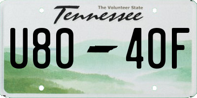 TN license plate U8040F