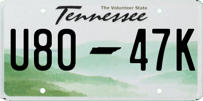 TN license plate U8047K