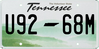 TN license plate U9268M