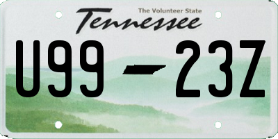 TN license plate U9923Z
