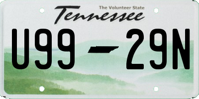 TN license plate U9929N