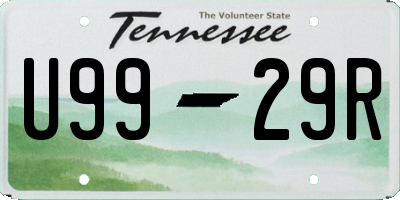 TN license plate U9929R